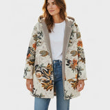 Marcelle | Boho-Sherpa Kapuzenmantel mit floralem Muster