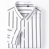 Elegantes Baumwollhemd für Herren – Grau/Weiß