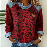 Hollyn™ | Leopardenmuster Pullover mit Denim-Kragen