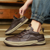 Leder Schuhe mit hoher Sohle