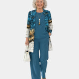 Helena | Ensemble aus drei Teilen mit aquarelliertem Druck in Teal