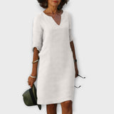 Sandra - Stilvolles, Bequemes V-Ausschnitt Kleid