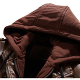 Lederjacke mit Kapuze