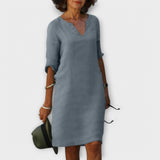 Sandra - Stilvolles, Bequemes V-Ausschnitt Kleid