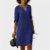Sandra - Stilvolles, Bequemes V-Ausschnitt Kleid