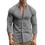 Herren Freizeitshirt aus Baumwolle und Leinen – Blau