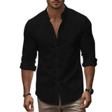 Herren Freizeitshirt aus Baumwolle und Leinen – Blau