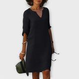Sandra - Stilvolles, Bequemes V-Ausschnitt Kleid