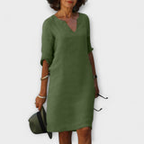 Sandra - Stilvolles, Bequemes V-Ausschnitt Kleid
