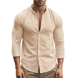 Herren Freizeitshirt aus Baumwolle und Leinen – Blau