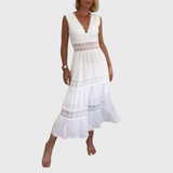 Ninfea | Ärmelloses Midikleid im Boho-Stil mit Spitzen-Details