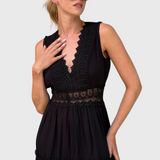 Ninfea | Ärmelloses Midikleid im Boho-Stil mit Spitzen-Details