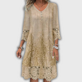 Evelyn – Elegantes Spitzen-V-Ausschnitt-Kleid