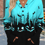 Vera | Halloween-inspirierter Multi-Kürbis-Fledermaus-Hoodie mit V-Ausschnitt