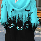 Vera | Halloween-inspirierter Multi-Kürbis-Fledermaus-Hoodie mit V-Ausschnitt