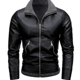 Elegante Lederjacke mit Fleece-Futter