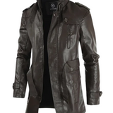 Elegante und Lange Motorradlederjacke