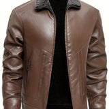 Elegante Lederjacke mit Fleece-Futter
