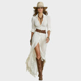 Baukje - Elegantes Maxikleid mit Schalkragen