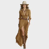 Baukje - Elegantes Maxikleid mit Schalkragen