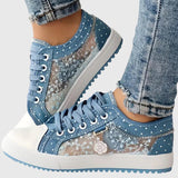 Elsie | Denim-Sneaker mit Spitzenbesatz