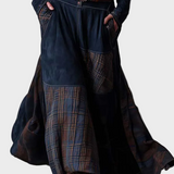 Berdien - Maxi-Kleid aus marineblauem Suédine mit Gürtel