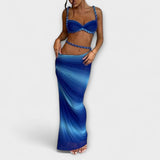 Jane - Stilvolles Gradient Zopf Crop Top & Overskirt Duo