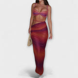 Jane - Stilvolles Gradient Zopf Crop Top & Overskirt Duo