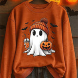 Astrid | Loses Sweatshirt mit Rundhalsausschnitt, langen Ärmeln und Halloween-inspiriertem Aufdruck
