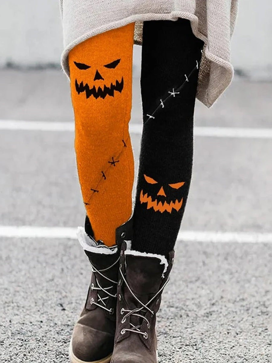 Grace | Orange Halloween-inspirierte elastische Leggings