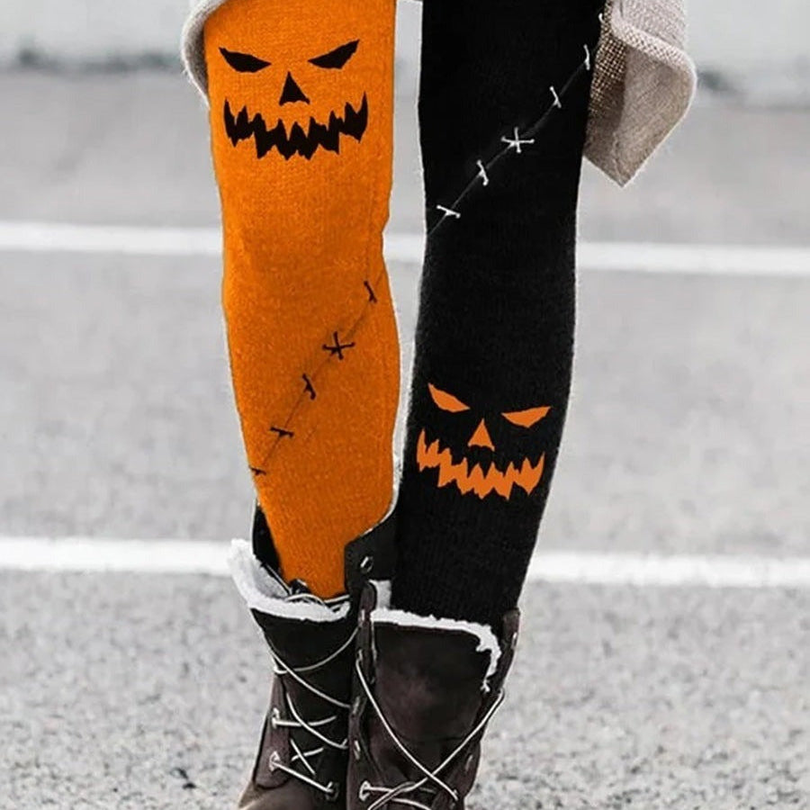 Grace | Orange Halloween-inspirierte elastische Leggings