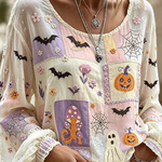 Deborah | Halloween-inspirierte Bluse mit Rundhalsausschnitt und langen Ärmeln