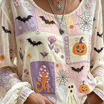 Deborah | Halloween-inspirierte Bluse mit Rundhalsausschnitt und langen Ärmeln