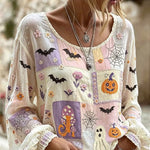 Deborah | Halloween-inspirierte Bluse mit Rundhalsausschnitt und langen Ärmeln