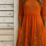 Gemma | Halloween-inspiriertes Sommerkleid, Rundhals-Halbarm-A-Linien-Kleid