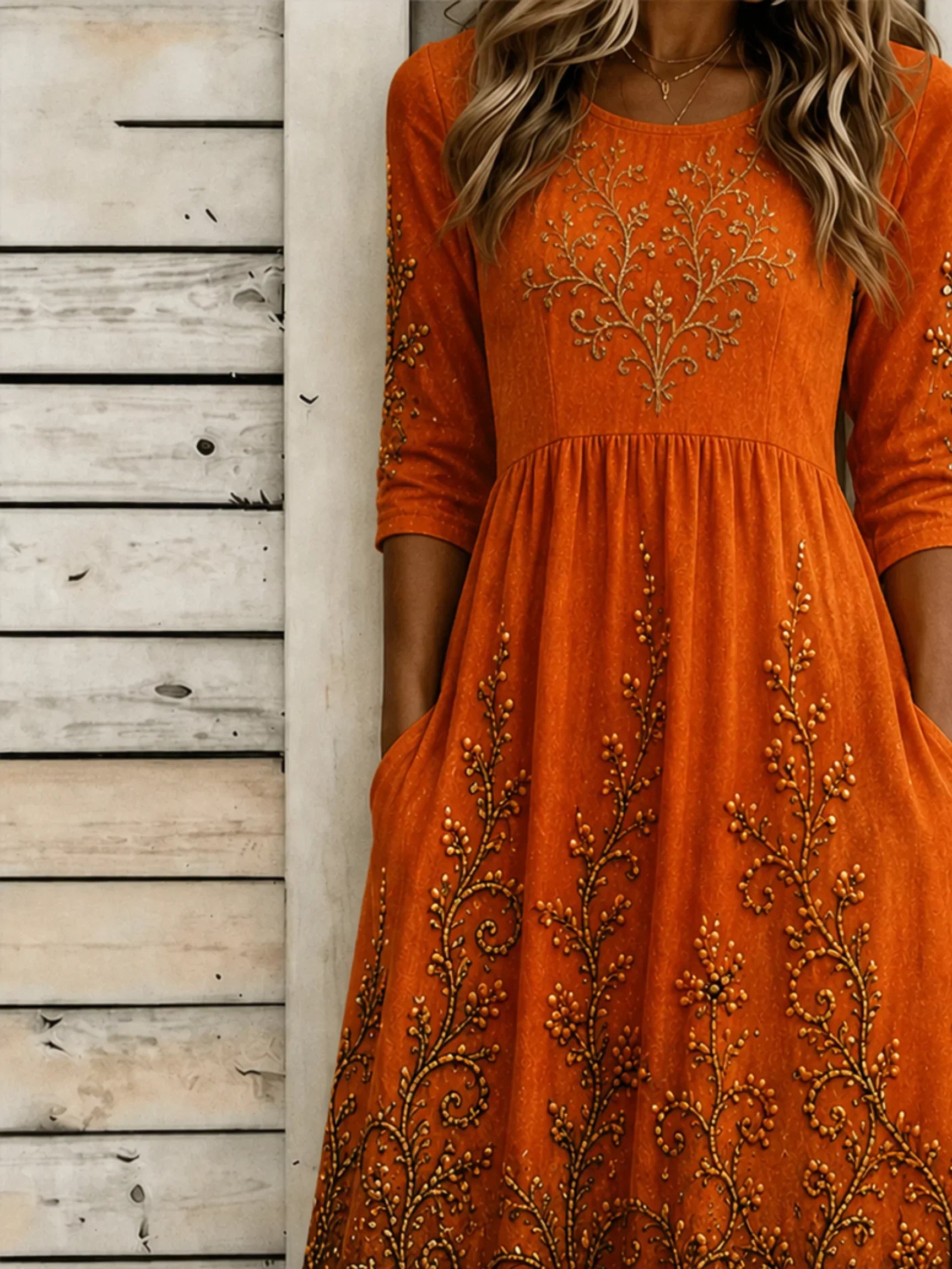 Gemma | Halloween-inspiriertes Sommerkleid, Rundhals-Halbarm-A-Linien-Kleid