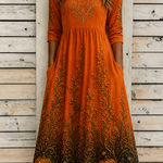 Gemma | Halloween-inspiriertes Sommerkleid, Rundhals-Halbarm-A-Linien-Kleid