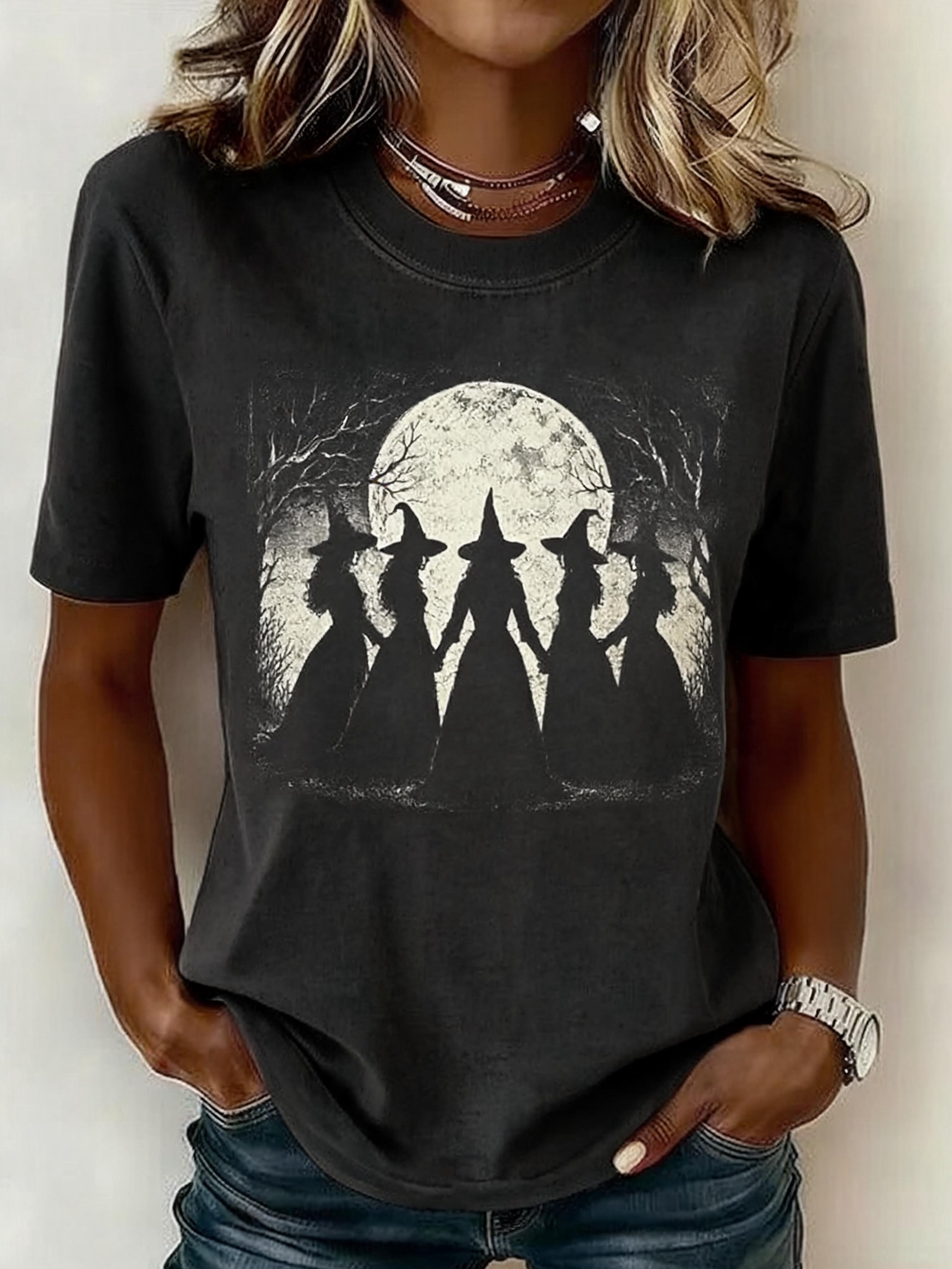 Stella | Halloween-inspiriertes Kurzarm-T-Shirt mit Rundhalsausschnitt