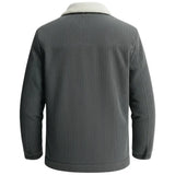 Herrenveloursjacke mit Sherpakragen und Druckknöpfen - Dunkelgrau