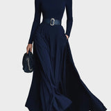 Dirkje - Maxikleid aus weichem Stoff mit hohem Kragen