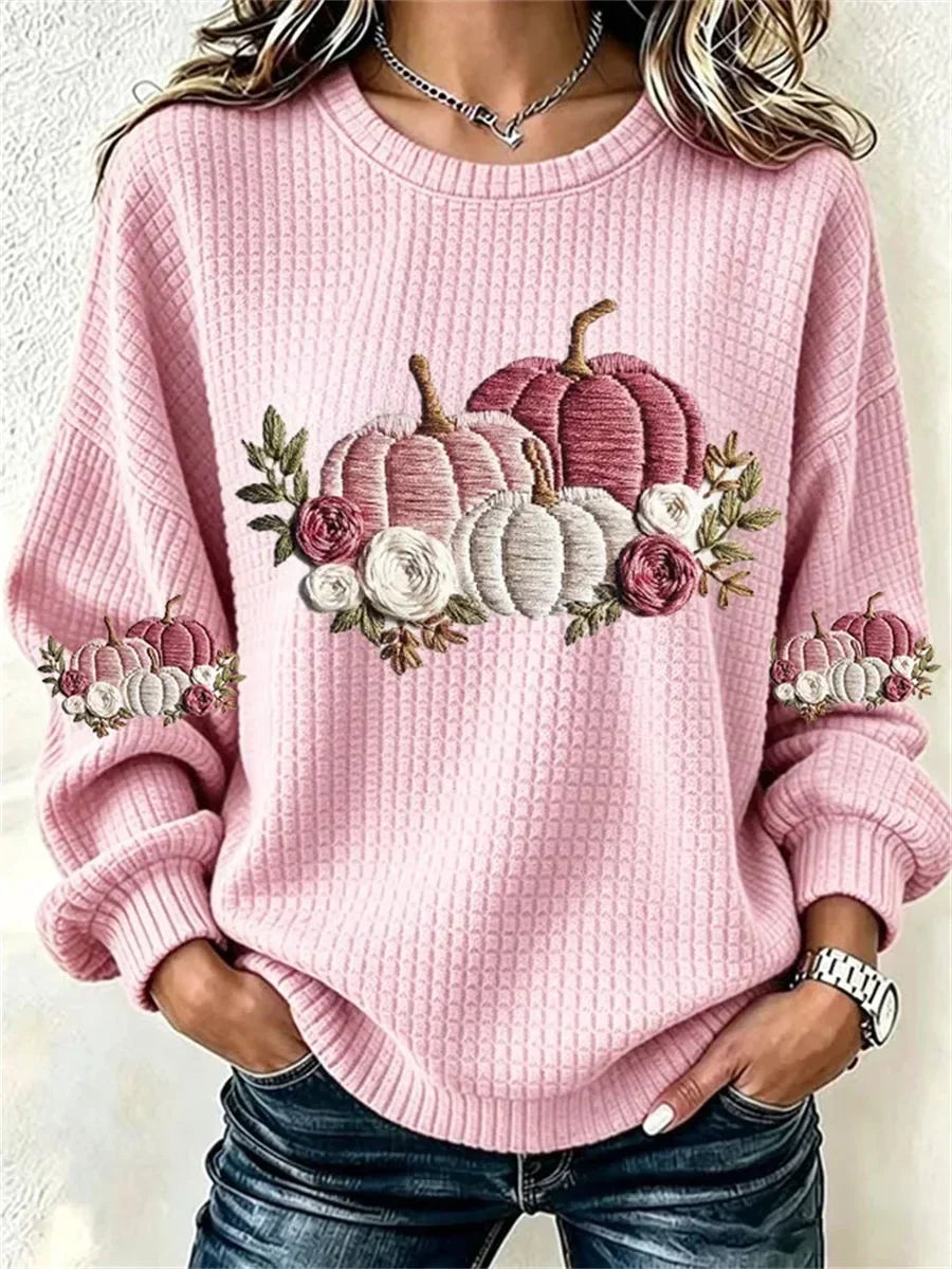 Ava | Lässiges Halloween-Sweatshirt mit Rundhalsausschnitt und langen Ärmeln und Blumenmuster