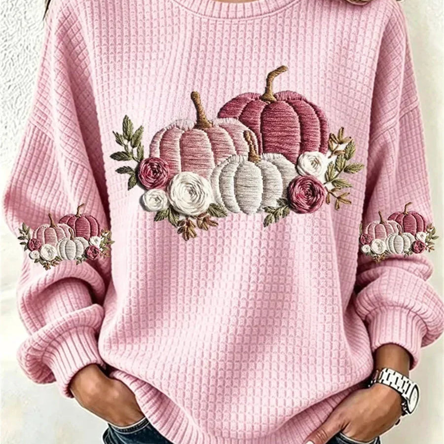 Ava | Lässiges Halloween-Sweatshirt mit Rundhalsausschnitt und langen Ärmeln und Blumenmuster