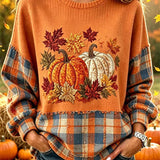 Amelia | Lässiges, kariertes Halloween-Sweatshirt mit Rundhalsausschnitt und langen Ärmeln