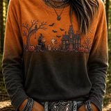 Gloria | Halloween-inspiriertes Langarm-T-Shirt mit Rundhalsausschnitt