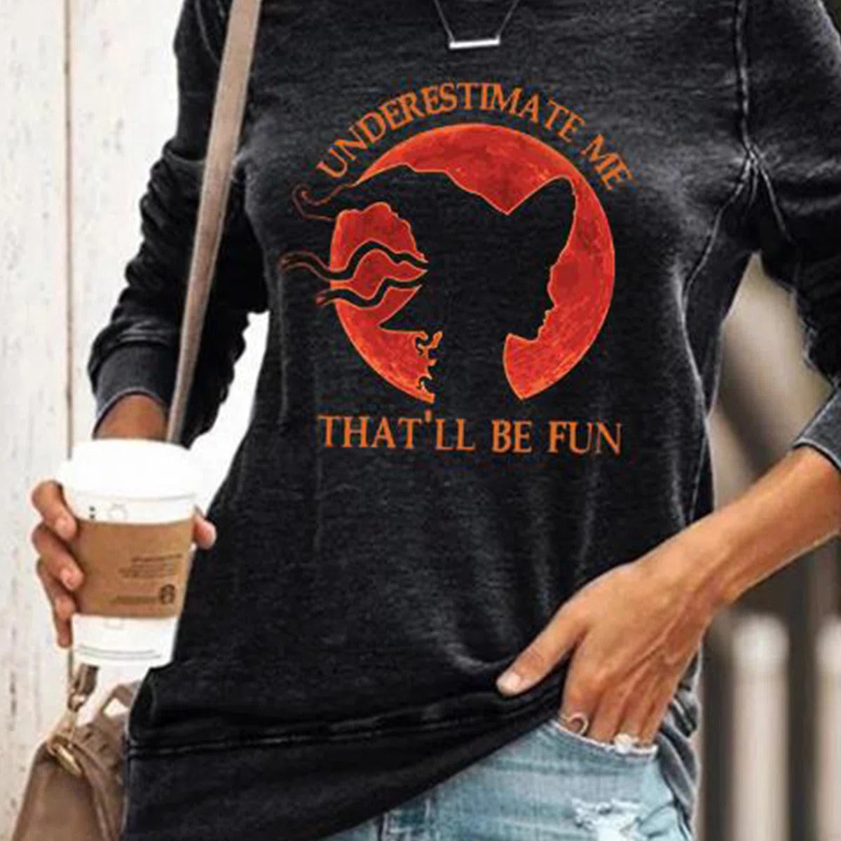 Ellie | Langarm-Sweatshirt mit Rundhalsausschnitt und Halloween-inspiriertem Aufdruck