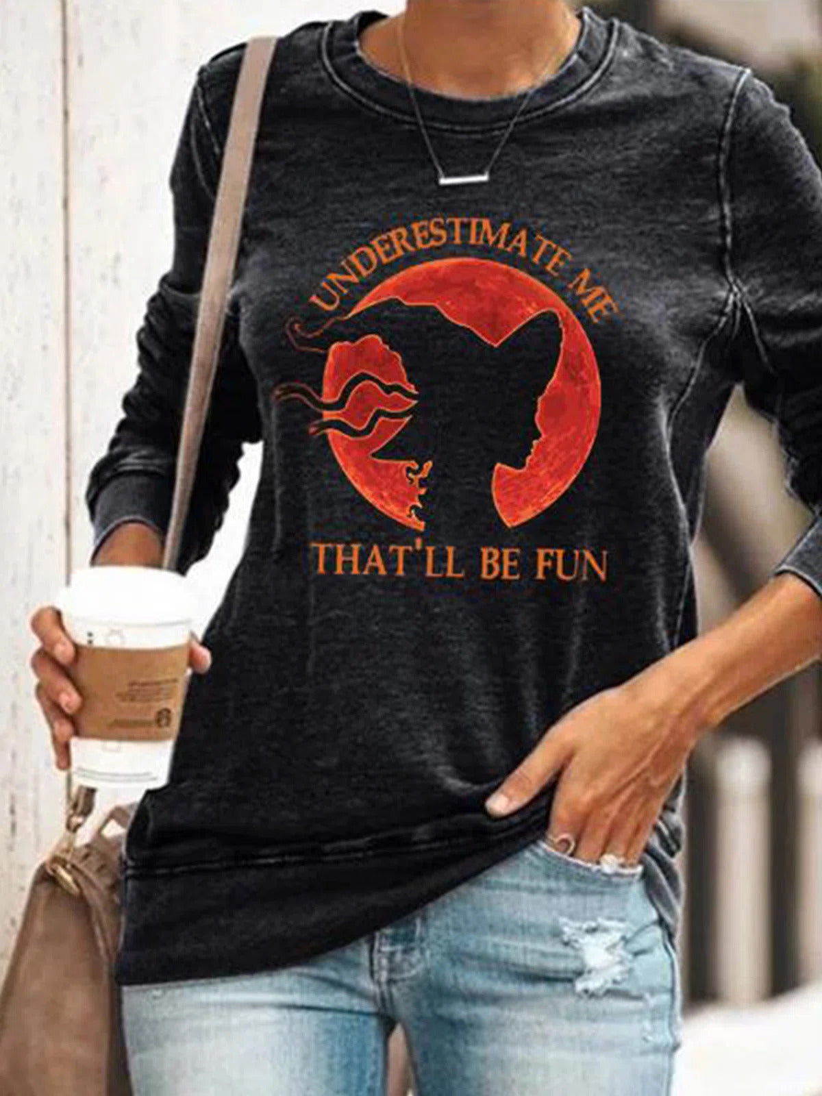 Ellie | Langarm-Sweatshirt mit Rundhalsausschnitt und Halloween-inspiriertem Aufdruck