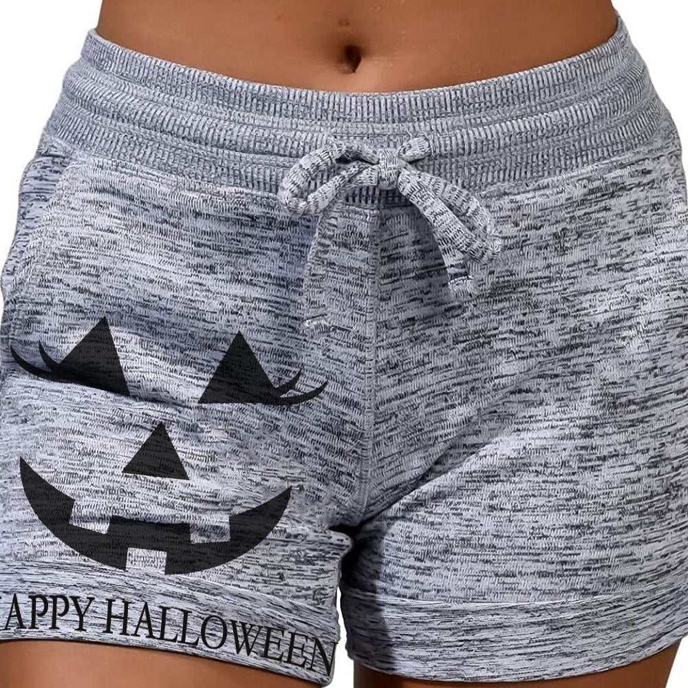 Catarina | Halloween-inspirierte Schärpen-Shorts mit Kürbis-Print