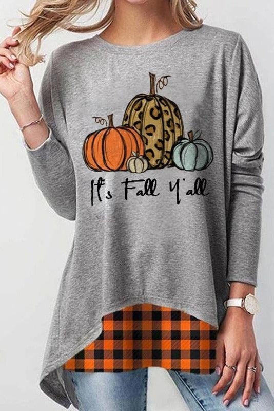 Flora | Langärmliges Sweatshirt mit Rundhalsausschnitt und Halloween-inspiriertem Kürbis-Print