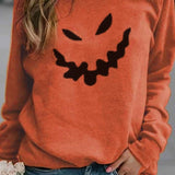 Edith | Langärmliges Sweatshirt mit Halloween-inspiriertem Kürbis-Print