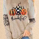 Fernanda | Halloween-inspiriertes Patchwork-Sweatshirt mit Kürbis-Print
